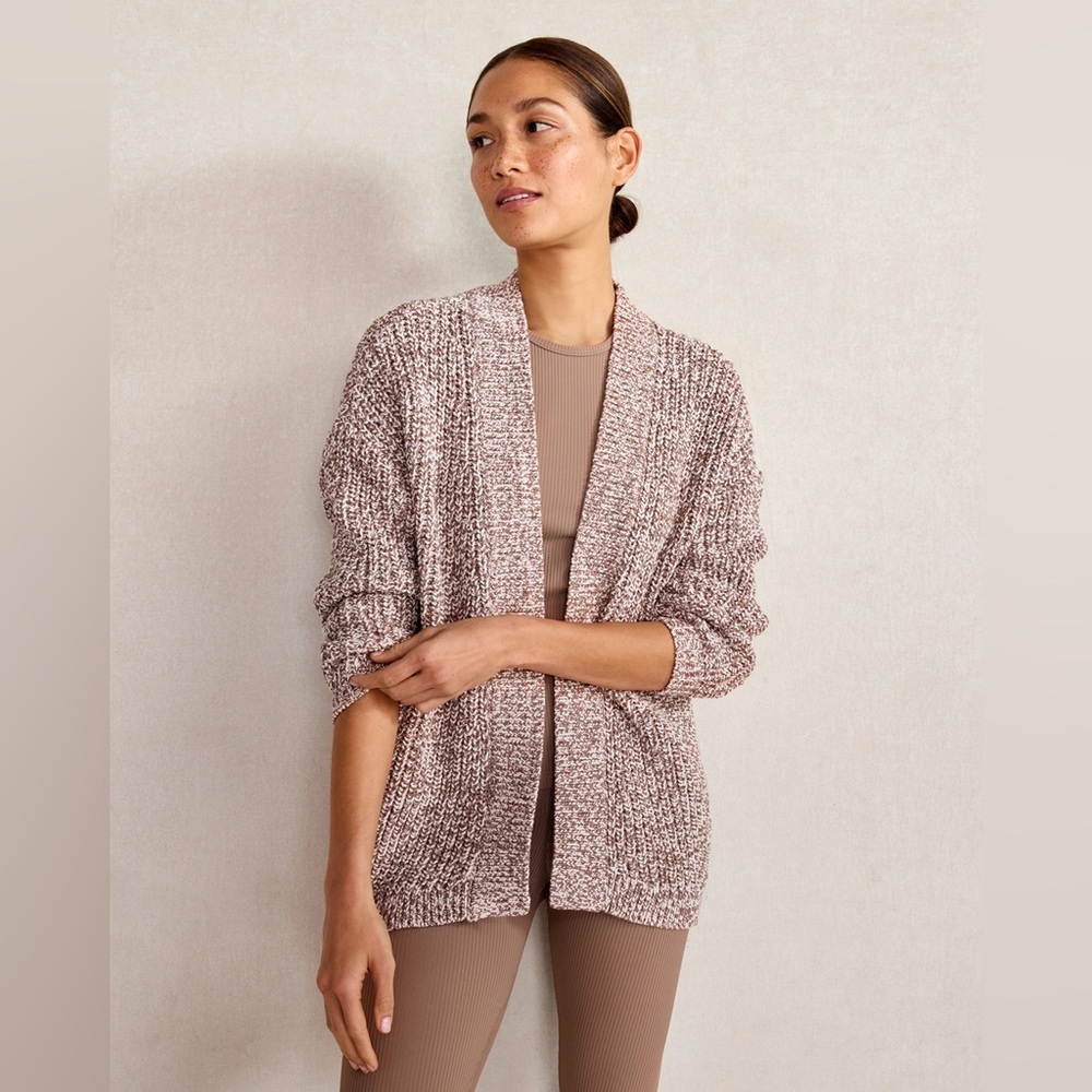 Haven Well Within Marled Chunky Knit Organic Cotton Blend Cocoon Cardigan Large